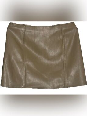 Olivaceous Faux Leather Mini Skirt Taupe Beige Club Y2K Women Large